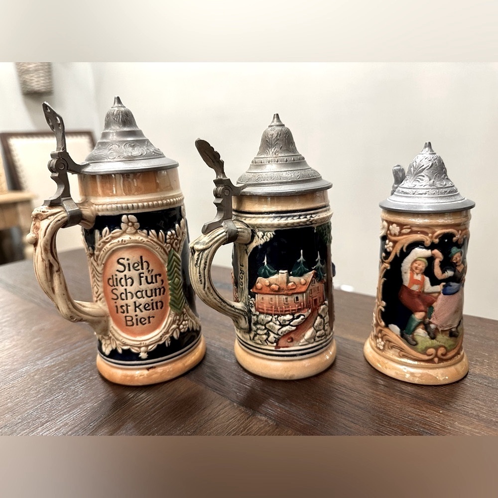 🍻Three vintage beer steins🍻🍺🥨🍁🍂